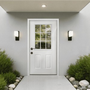 Wooakway 36"W × 80"H 9-Lite 2-Panel Exterior Frosted Glass Prehung Front Entry Door Primed Interior Fiberglass Entrance Door - 1 of 4