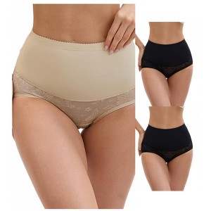 INSPIRE CHIC 3 Packs Women's High Waisted Floral Pattern Pants Butt Lifter Lace Shapewear Control Briefs - 1 of 4