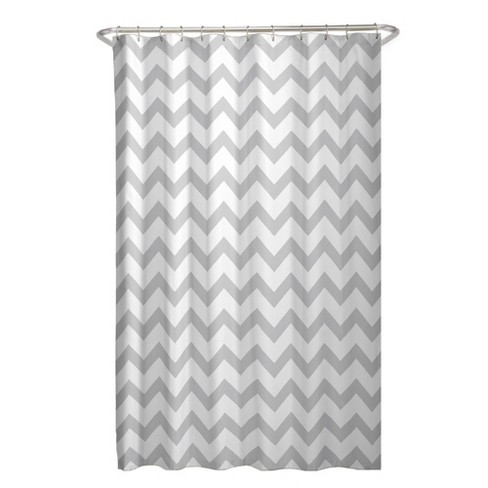 Chevron Shower Curtain Gray White, Black And White Chevron Shower Curtain