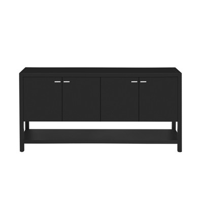 Vynxaria U-Style Entryway Console Table with Ample Storage - Perfect for Study, Entrance, and Living Room Organization,Black
