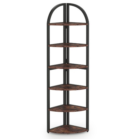 Corner Shelf 5-Tier with Storage, 71'' Industrial Rustic Tall Corner B