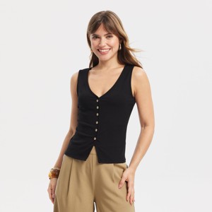 Top de Punto Tejido con Escote en V y Botones al Frente para Mujer - A New Day™
