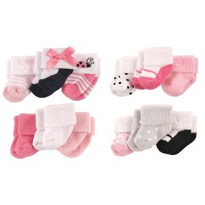 Luvable Friends Infant Girls Cotton Terry Socks, 12-Piece, Ladybug Pink Black, 0-3 Months - 1 of 1