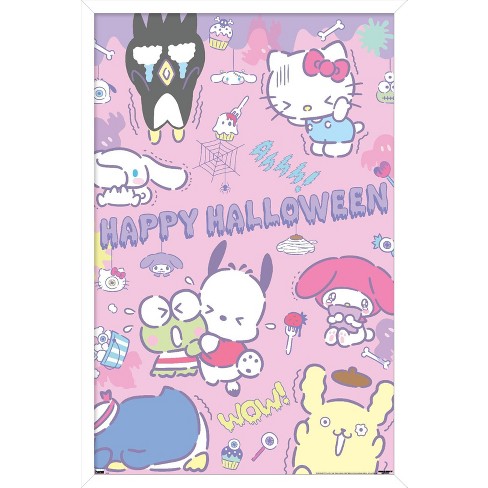 Trends International Hello Kitty and Friends - Kawaii Favorite Flavors  Framed Wall Poster Prints White Framed Version 22.375 x 34