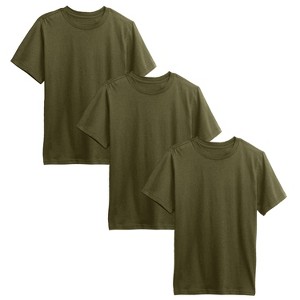 Action Thread Boy's Short Sleeve Crew Neck Premium Soft Cotton Blend T Shirt -3 Pack - 1 of 3