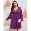 BLUEMING Plus Size Women Dress Faux Wrap V Neck Dress with Ruffle Cuff Bishop Sleeve Fall Midi Dress - 2 of 4