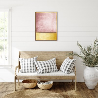 Pink and Yellow Abstract Beaded Framed Canvas Wall Art, 23 x 30