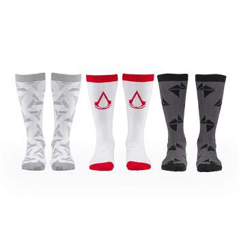 Ukonic Assassins Creed Icons Mens Crew Socks | Video Game Socks | 3 Pairs Size 9-12