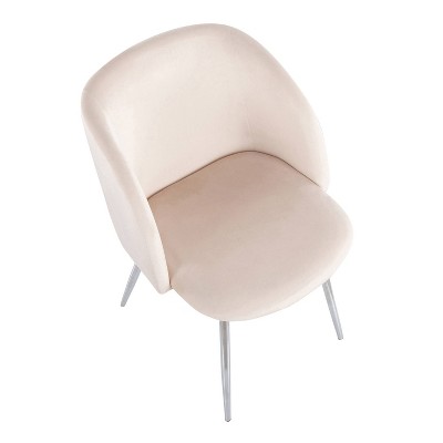 Cream Velvet and Chrome Upholstered Arm Chairs, Set of 2