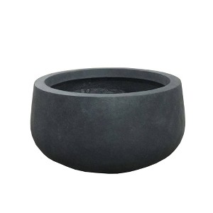 Rosemead Home & Garden, Inc. 16" Wide Kante Lightweight Concrete Outdoor Bowl Planter Pot Charcoal Black - 1 of 4