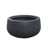 Rosemead Home & Garden, Inc. 16" Wide Kante Lightweight Concrete Outdoor Bowl Planter Pot Charcoal Black