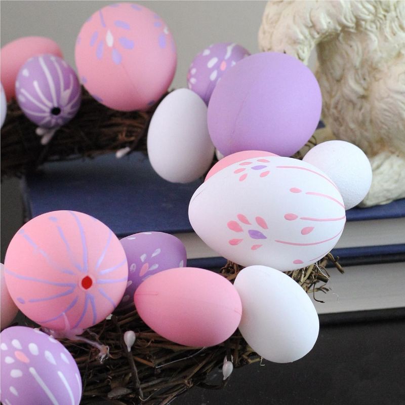 Northlight 10" Pastel Pink, Purple and White Easter Egg Spring Wreath, 4 of 7