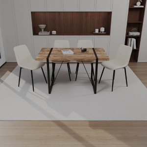 5-Piece Dining Set with Rectangle Kitchen Table and 4 Suede Armless Chairs - 1 of 4