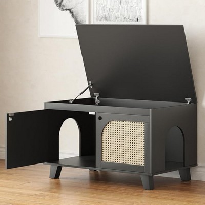 BENCMATE Pet Crates and Houses, Flip Top Hidden Cat Box Cabinet with Two Entrances and Storage Space, for Home, Black, 31.5"*19.7"*19.7"