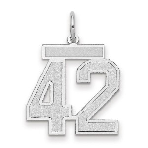 Black Bow Jewelry 14k White Gold, Jersey Collection, Medium Number 42 Pendant - 1 of 4