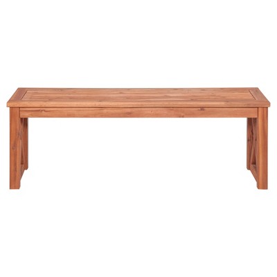 Acacia Wood X-Frame Patio Bench Brown - Saracina Home