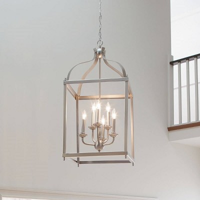 Larkin Distressed Bronze Globe 6-Light 18" Pendant Chandelier