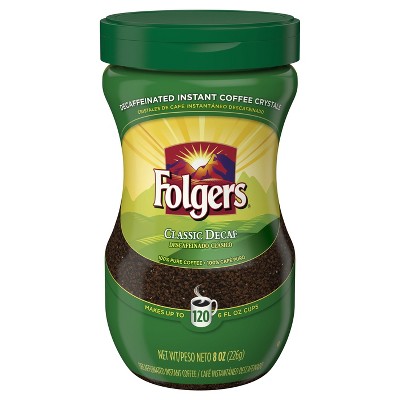 Folgers Classic Medium Roast Instant Coffee - Decaf - 8oz : Target