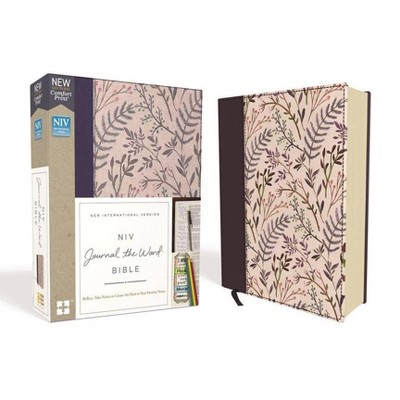 NIV, Journal the Word Bible, Cloth Over Board, Pink Floral, Red Letter Edition, Comfort Print - by  Zondervan (Hardcover)