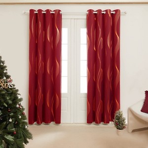 Deconovo Gold Wave 52 Width Curtain (2 Panel) - 1 of 4