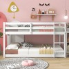 Whisen Twin over Twin Wood Floor Bunk Bed with Full Length Guardrail and Ladder - 2 of 4