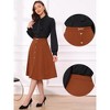 INSPIRE CHIC Women's A-Line Vintage High Waist Pleated Button Decor Midi Skirt - 2 of 4
