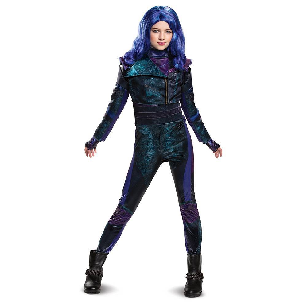 Halloween Kids' Deluxe Disney Descendants Mal Halloween Costume Jumpsuit M (7-8), Women's