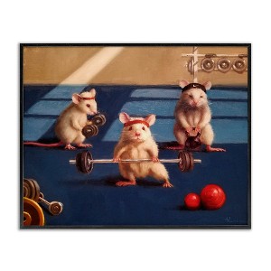 Stupell Industries Mice Lifting Weights Gym Humor Framed Giclee Art - 1 of 4