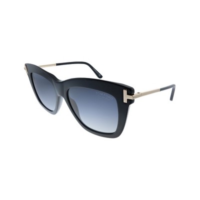 Tom Ford Dasha TF 822 01D Womens Square Polarized Sunglasses Shiny Black 52mm