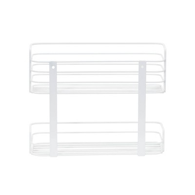 White 2-Tier Steel Wire Basket Door Mount Organizer