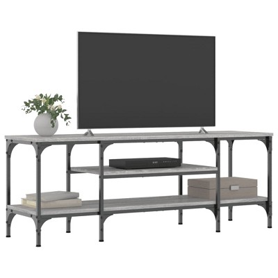 CLIHOME Iron Large TV Stands and Consoles, Metal TV Storage Cabinet 2 Open Compartments