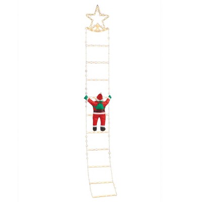 Collections Etc Solar Powered Star Ladder with Santa Outdoor Christmas Lights