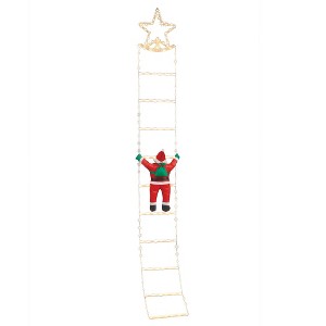 Collections Etc Solar Powered Star Ladder with Santa Outdoor Christmas Lights - 1 of 3