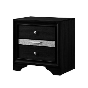 CLIHOME Contemporary Bedroom Storage Cabinet Nightstand with Silver Accents and Hidden Jewelry Drawer - 1 of 4