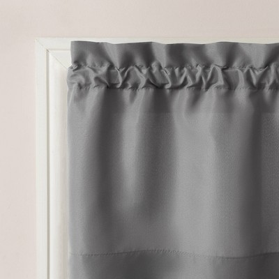Gray Microfiber Semi-Sheer Rod Pocket Kitchen Curtain Set