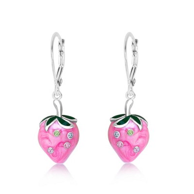 Chanteur Hypoallergenic Kids Jewelry Accessories Strawberry CZ Earring White Gold Palladium Plating leverback is made from 925 Sterling silver