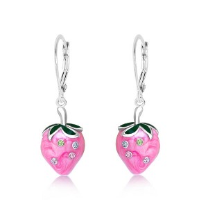 Chanteur Hypoallergenic Kids Jewelry Accessories Strawberry CZ Earring White Gold Palladium Plating leverback is made from 925 Sterling silver - 1 of 1