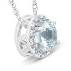 Pompeii3 3/4ct Round Diamond & Aquamarine Halo Solitaire Pendant Necklace 14k White Gold - 2 of 4