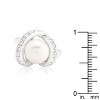 Slickblue Women’s White Pearl Cocktail Ring – Rhodium Finish with Sparkling Ribbon Setting, Sizes 5-10 - 3 of 4