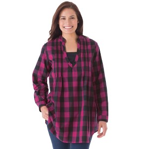 Woman Within Plus Size Layered Look Pintucked Tunic - 1 of 4