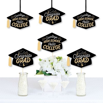 Big Dot of Happiness Hello College Graduation - Grad Cap Decorations DIY Party Essentials - Set of 20