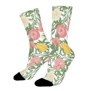 Gorgeous Blooming Pattern Women Printed Crew Socks Funny Funky Socks Soft Polyester Novelty Gifts for Artists Men - 1 of 1