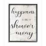 Stupell Industries Happiness is a Shower Away Rustic Bathroom Sign