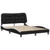 vidaXL LED-Lit Full Size Bed Frame in Black/White - 53.9"x74.8" with Faux Leather Finish, Plywood Slats, and Comfort Headboard Cushion - 2 of 4
