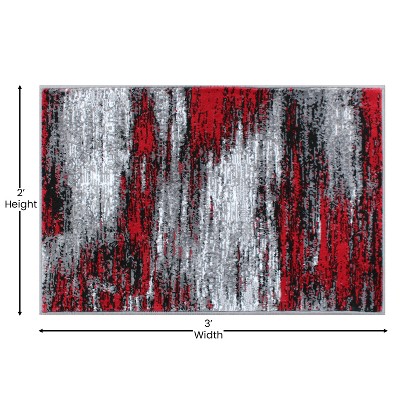 Red and Gray Tufted Synthetic 5' x 7' Area Rug
