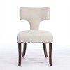 Two-piece dining chair set, linen hardwood frame kitchen side chairs with curved backs and wooden legs - 2 of 4