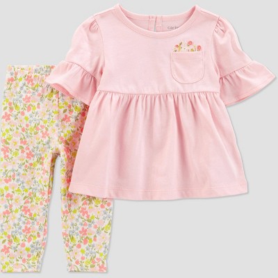 Carter's Just One You®️ Baby Girls' Bunny Floral Top & Bottom Set - Pink