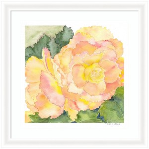 Kate and Laurel Framed Art Orange Pink Abstract Begonia by Patricia Shaw, 27x27, Oliver White Narrow - 1 of 4