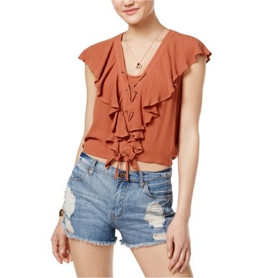 American Rag Womens Ruffled Knit Blouse