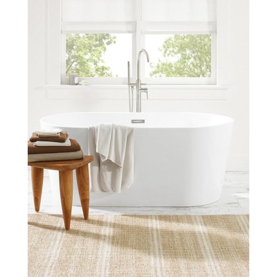 Arbor Natural Beige and White Stripe Washable Synthetic Rug, 4' x 6'